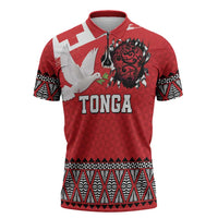 Tonga Heart Tribal Personalised Zipper Polo Shirt Polynesian Patterns