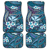 Personalised Hawaii Tribal Humpback Whale Car Mats Polu Hibiscus Seamless Pattern