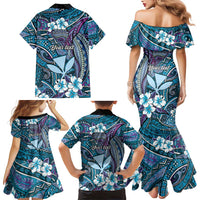 Personalised Hawaii Tribal Humpback Whale Family Matching Mermaid Dress and Hawaiian Shirt Polu Hibiscus Seamless Pattern LT9 - Polynesian Pride