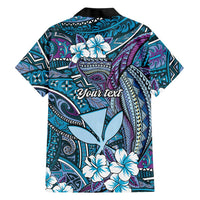 Personalised Hawaii Tribal Humpback Whale Hawaiian Shirt Polu Hibiscus Seamless Pattern