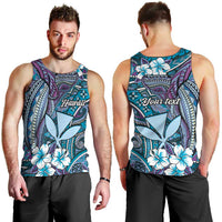 Personalised Hawaii Tribal Humpback Whale Men Tank Top Polu Hibiscus Seamless Pattern