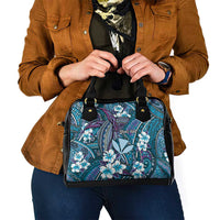 Personalised Hawaii Tribal Humpback Whale Shoulder Handbag Polu Hibiscus Seamless Pattern