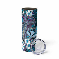 Personalised Hawaii Tribal Humpback Whale Skinny Tumbler Polu Hibiscus Seamless Pattern