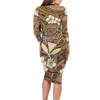 Personalised Hawaii Tribal Humpback Whale Family Matching Long Sleeve Bodycon Dress and Hawaiian Shirt Melemele Hibiscus Seamless Pattern LT9 - Polynesian Pride