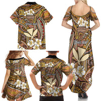 Personalised Hawaii Tribal Humpback Whale Family Matching Summer Maxi Dress and Hawaiian Shirt Melemele Hibiscus Seamless Pattern LT9 - Polynesian Pride