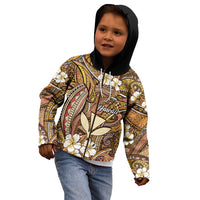 Personalised Hawaii Tribal Humpback Whale Kid Hoodie Melemele Hibiscus Seamless Pattern
