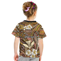 Personalised Hawaii Tribal Humpback Whale Kid T Shirt Melemele Hibiscus Seamless Pattern