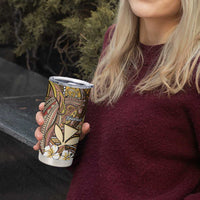 Personalised Hawaii Tribal Humpback Whale Tumbler Cup Melemele Hibiscus Seamless Pattern