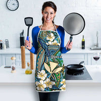 Personalised Hawaii Tribal Humpback Whale Apron Omaomao Hibiscus Seamless Pattern