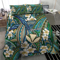 Personalised Hawaii Tribal Humpback Whale Bedding Set Omaomao Hibiscus Seamless Pattern