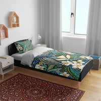 Personalised Hawaii Tribal Humpback Whale Bedding Set Omaomao Hibiscus Seamless Pattern