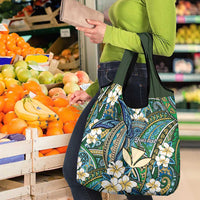 Personalised Hawaii Tribal Humpback Whale Grocery Bag Omaomao Hibiscus Seamless Pattern