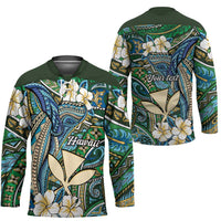 Personalised Hawaii Tribal Humpback Whale Hockey Jersey Omaomao Hibiscus Seamless Pattern
