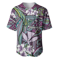 Personalised Hawaii Tribal Humpback Whale Baseball Jersey Poni Hibiscus Seamless Pattern