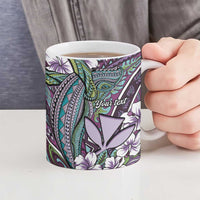 Personalised Hawaii Tribal Humpback Whale Ceramic Mug Poni Hibiscus Seamless Pattern