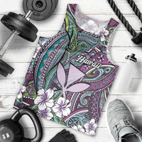 Personalised Hawaii Tribal Humpback Whale Men Tank Top Poni Hibiscus Seamless Pattern