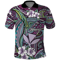 Personalised Hawaii Tribal Humpback Whale Polo Shirt Poni Hibiscus Seamless Pattern