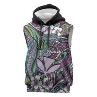 Personalised Hawaii Tribal Humpback Whale Sleeveless Hoodie Poni Hibiscus Seamless Pattern