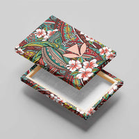 Personalised Hawaii Tribal Humpback Whale Canvas Wall Art Ulaula Hibiscus Seamless Pattern