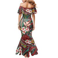 Personalised Hawaii Tribal Humpback Whale Family Matching Mermaid Dress and Hawaiian Shirt Ulaula Hibiscus Seamless Pattern LT9 - Polynesian Pride