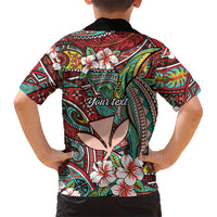 Personalised Hawaii Tribal Humpback Whale Hawaiian Shirt Ulaula Hibiscus Seamless Pattern