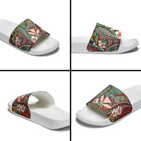 Personalised Hawaii Tribal Humpback Whale Slide Sandals Ulaula Hibiscus Seamless Pattern