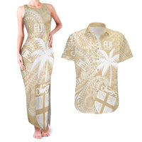 Custom Indo Fijians Couples Matching Tank Maxi Dress and Hawaiian Shirt Fiji ke Hindustani Polyneisan Paisley Beige Style LT9 Beige - Polynesian Pride
