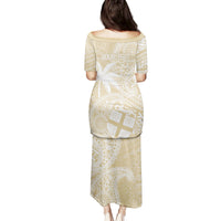 Custom Indo Fijians Family Matching Puletasi and Hawaiian Shirt Fiji ke Hindustani Polyneisan Paisley Beige Style LT9 - Polynesian Pride