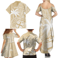 Custom Indo Fijians Family Matching Summer Maxi Dress and Hawaiian Shirt Fiji ke Hindustani Polyneisan Paisley Beige Style LT9 - Polynesian Pride