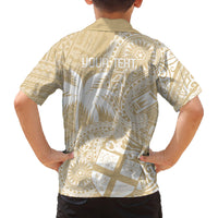 Custom Indo Fijians Family Matching Tank Maxi Dress and Hawaiian Shirt Fiji ke Hindustani Polyneisan Paisley Beige Style LT9 - Polynesian Pride