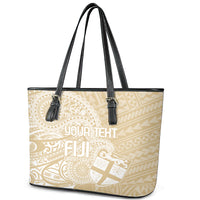 Custom Indo Fijians Leather Tote Bag Fiji ke Hindustani Polyneisan Paisley Beige Style