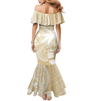 Custom Indo Fijians Mermaid Dress Fiji ke Hindustani Polyneisan Paisley Beige Style LT9 - Polynesian Pride