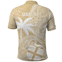 Custom Indo Fijians Polo Shirt Fiji ke Hindustani Polyneisan Paisley Beige Style