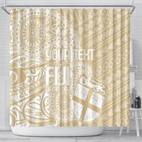 Custom Indo Fijians Shower Curtain Fiji ke Hindustani Polyneisan Paisley Beige Style