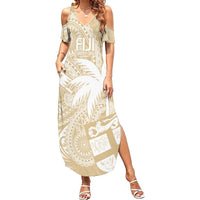 Custom Indo Fijians Summer Maxi Dress Fiji ke Hindustani Polyneisan Paisley Beige Style LT9 Women Beige - Polynesian Pride