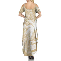 Custom Indo Fijians Summer Maxi Dress Fiji ke Hindustani Polyneisan Paisley Beige Style LT9 - Polynesian Pride