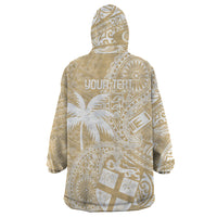 Custom Indo Fijians Wearable Blanket Hoodie Fiji ke Hindustani Polyneisan Paisley Beige Style LT9 - Polynesian Pride