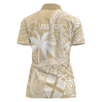 Custom Indo Fijians Women Polo Shirt Fiji ke Hindustani Polyneisan Paisley Beige Style LT9 - Polynesian Pride