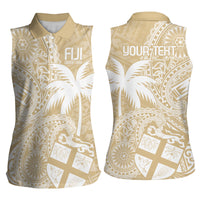 Custom Indo Fijians Women Sleeveless Polo Shirt Fiji ke Hindustani Polyneisan Paisley Beige Style LT9 - Polynesian Pride