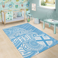 Custom Indo Fijians Area Rug Fiji ke Hindustani Polyneisan Paisley Blue Style