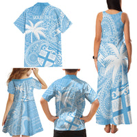 Custom Indo Fijians Family Matching Tank Maxi Dress and Hawaiian Shirt Fiji ke Hindustani Polyneisan Paisley Blue Style LT9 - Polynesian Pride