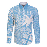 Custom Indo Fijians Family Matching Tank Maxi Dress and Hawaiian Shirt Fiji ke Hindustani Polyneisan Paisley Blue Style LT9 Dad's Shirt - Long Sleeve Blue - Polynesian Pride