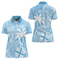 Custom Indo Fijians Women Polo Shirt Fiji ke Hindustani Polyneisan Paisley Blue Style LT9 - Polynesian Pride