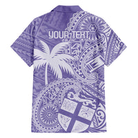 Custom Indo Fijians Family Matching Off The Shoulder Long Sleeve Dress and Hawaiian Shirt Fiji ke Hindustani Polyneisan Paisley Purple Style LT9 - Polynesian Pride