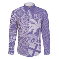 Custom Indo Fijians Family Matching Off The Shoulder Long Sleeve Dress and Hawaiian Shirt Fiji ke Hindustani Polyneisan Paisley Purple Style LT9 Dad's Shirt - Long Sleeve Purple - Polynesian Pride