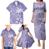 Custom Indo Fijians Family Matching Puletasi and Hawaiian Shirt Fiji ke Hindustani Polyneisan Paisley Purple Style LT9 - Polynesian Pride