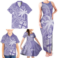 Custom Indo Fijians Family Matching Tank Maxi Dress and Hawaiian Shirt Fiji ke Hindustani Polyneisan Paisley Purple Style LT9 - Polynesian Pride