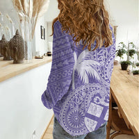 Custom Indo Fijians Women Casual Shirt Fiji ke Hindustani Polyneisan Paisley Purple Style LT9 - Polynesian Pride