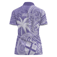 Custom Indo Fijians Women Polo Shirt Fiji ke Hindustani Polyneisan Paisley Purple Style LT9 - Polynesian Pride
