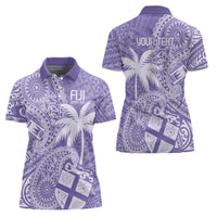 Custom Indo Fijians Women Polo Shirt Fiji ke Hindustani Polyneisan Paisley Purple Style LT9 - Polynesian Pride